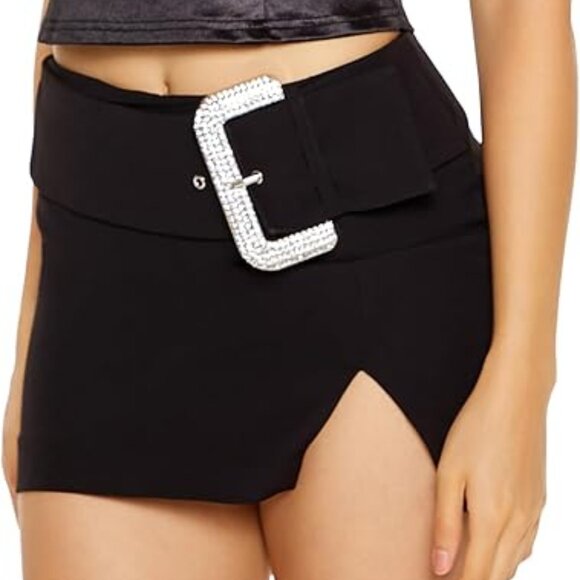 Forever 21 Black Mini Skirt w/ Oversized Rhinestone Buckle – XS – NWT - Picture 3 of 14